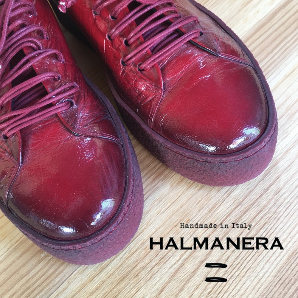 Halmanera Shoes Size 40 Red Paint Leather Sneakers